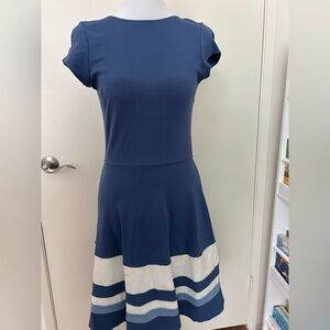 love...ady Navy Circle Skirt with White & Light Blue Stripes